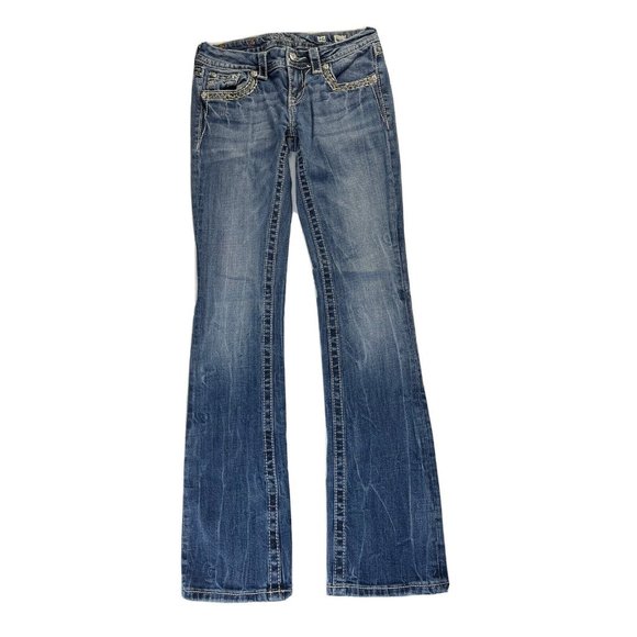 Miss Me Thick Stitched Embellished Signature Slim Boot Cut Jeans - Picture 1 of 8